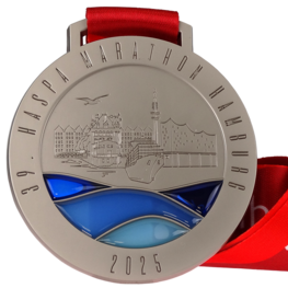 Medaille avec effet vitrail Haspa Marathon Hamburg