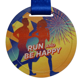 Éco-médailles - Médailles de fécule de pomme de terre Run and Be Happy